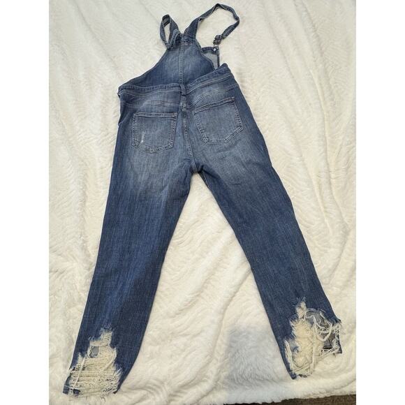 HARPER Overalls Womens MEDIUM Denim Bibs Stretch Distressed Medium Wash - Picture 11 of 16